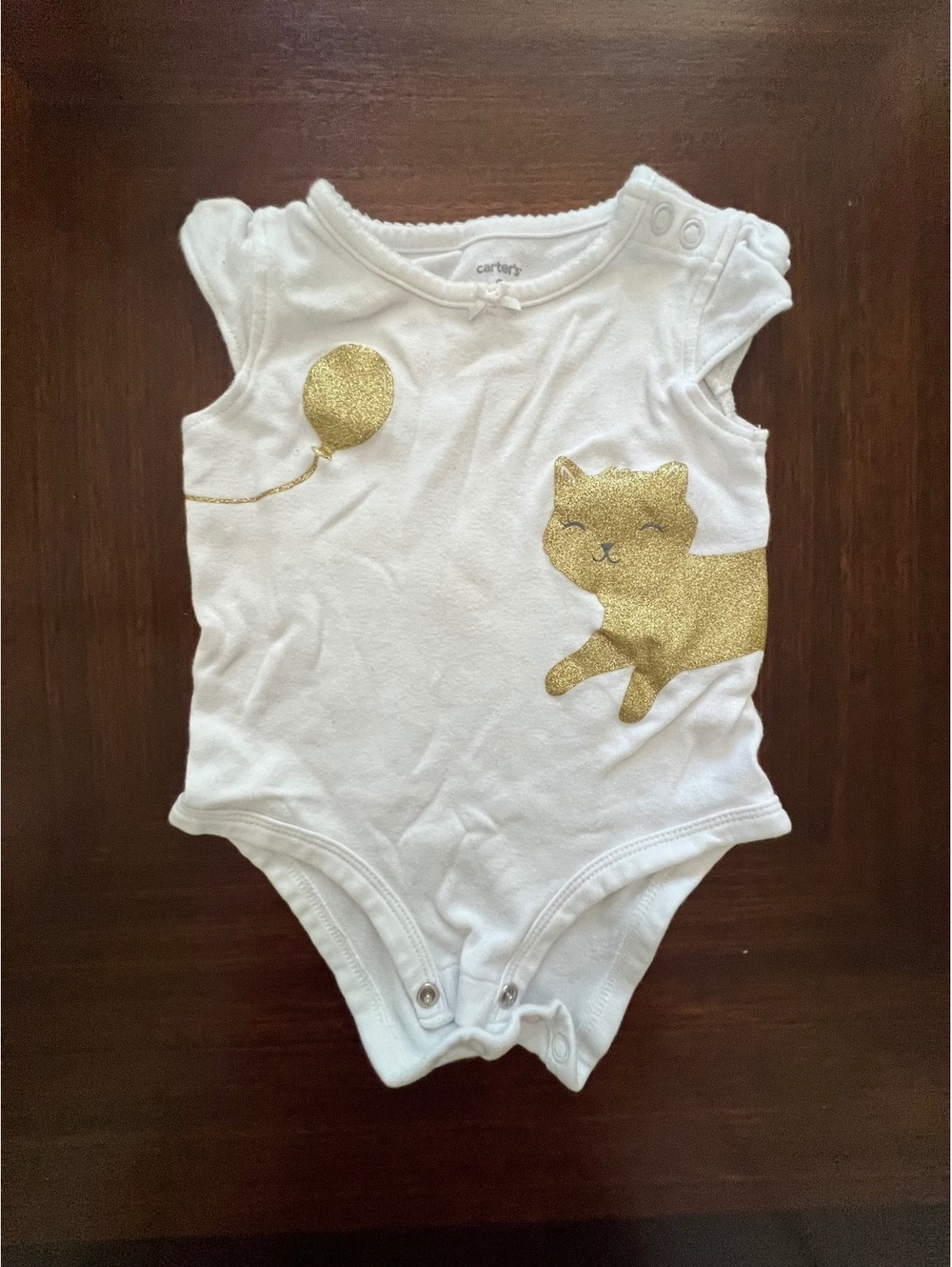 Carter's Gold Glitter Cat Bodysuit Baby Girl 9M